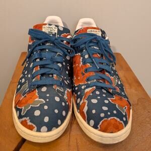 ADIDAS STAN SMITH Originals Sneakers Floral Blue Red Orange Rare - Size 9.5